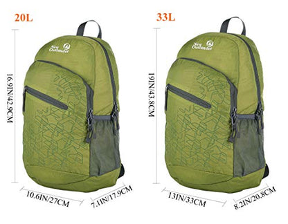 Outlander Packable Handy Lightweight Travel Hiking Backpack Daypack-Green-L - color: Green, size: 33L