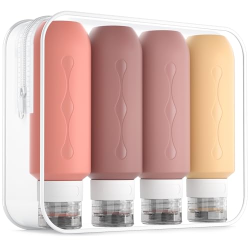 Gemice Travel Bottles for Toiletries, Tsa Approved Travel 6oz Size Containers with Clear Bag, BPA Free Leak Proof Travel Tubs Refillable Liquid Travel Accessories for Cometic Shampoo Lotion - color: Soil, size: 6oz(180ml)