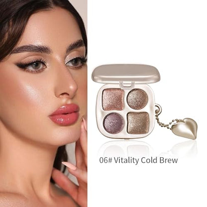 Metallic Rose Gold Shimmer Eyeshadow Palette with Mirror – Blendable Long-Lasting Everyday Eye, Gold Bronze Glitter & Neutral Glam Contour Makeup Palette, Perfect for Blue, Green & Brown Eyes - color: A06