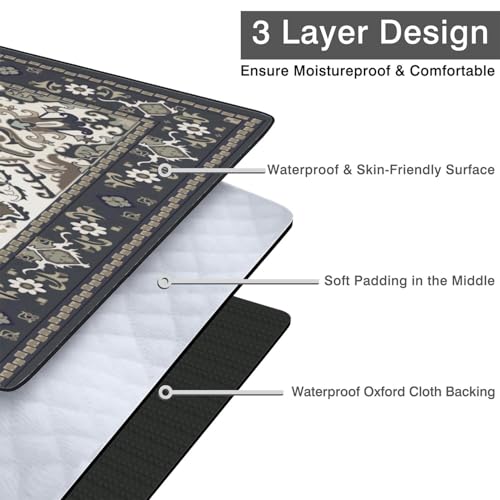 Supfitness Extra Large Picnic Blankets Waterproof Foldable (80"x 80") Beach Blanket Waterproof Sandproof,3-Layer Thicking Mat Outdoor Packable Camping Blanket - color: Boho-dark Grey, size: 80x80in
