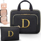 Gifts for Women, Initial Toiletry Makeup Bag Hanging Cosmetic Organizer with Embroidery Letter Personalized Nurse Teacher Appreciation Birthday Mothers Day Gifts for Mom Sister Wife Friends Auntie Her - style: D