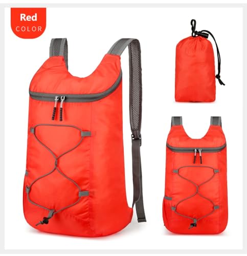 levayhill 16L Foldable Hiking Backpack,Small Packable Daypack,Red | Lightweight ,Outdoor Collapsible Rucksack,Ultralight Folding Back Pack, Water Repellent, Men Women Travel Gym, Easy Carry-on - color: Red