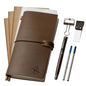 WANDERINGS Regular Size Travelers Notebook Bundle – 4.5" x 8.5" (11.5 x 22cm) – Genuine Leather Journal with Pen Holder, Pen, 2 Ink Refills, PVC Folder & Binder Clip - size: Standard