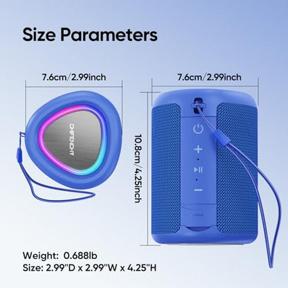 Portable Bluetooth Speaker Beach Essentials: Powerful Crystal Clear Sound/Dynamic Light/IPX5 Waterproof/All Day Playtime/Wireless BT 5.3/TWS Paring, Dad Gifts, Outdoor|Travel|Camping|Pool Accessories - color: Blue