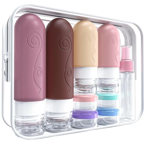 vodvob 16 Pack Travel Bottles Set for Toiletries, TSA Approved Travel Containers Leak Proof Silicone Squeezable Travel Accessories 2oz 3oz for Shampoo Conditioner Lotion Body Wash (BPA Free) (pink) - color: pink