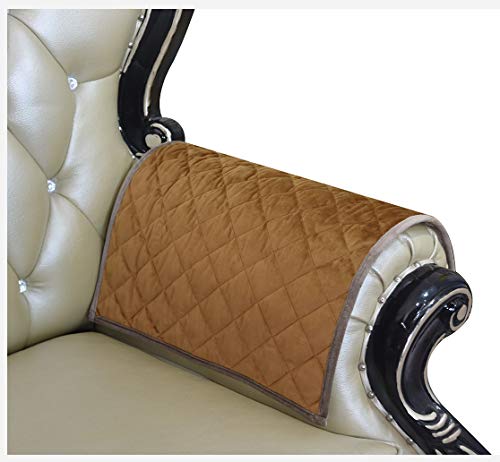 HAOMAIJIA Sofa Armrest Cover, Recliner Chair Arm Cover,Armchair Slipcover Nonslip Quilted Furniture Protector for Leather Sofa Couch (AKhaki, 20 x24 Inches Sofa Armrest Cover-2 Pieces) - color: Akhaki, size: 20 x24 Inches Sofa Armrest Cover-2 Pieces