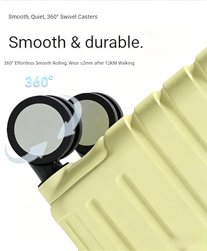 Carry-on Luggage with Cup Holder & USB Charging Port, Hard Side Luggage with Spinner Wheels, Lightweight Luggage for Travel, Business, School (Yellow, Carry-On 20-Inch) - color: Yellow