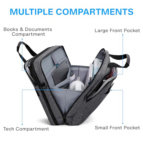 BAGSMART 17.3 Inch Laptop Bag, Expandable Computer Bag Laptop Briefcase Men Women,Laptop Shoulder Bag,Work Bag Business Travel Office, Dark Grey - color: Dark Grey-17.3 Inch