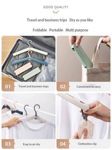 4 Pack Travel Hangers,Foldable Hangers,with Hidden Clips,Lightweight and Portable,Space Saving,Suitable for Skirts, Pants,Suits, Jackets, etc (Green) - color: Green