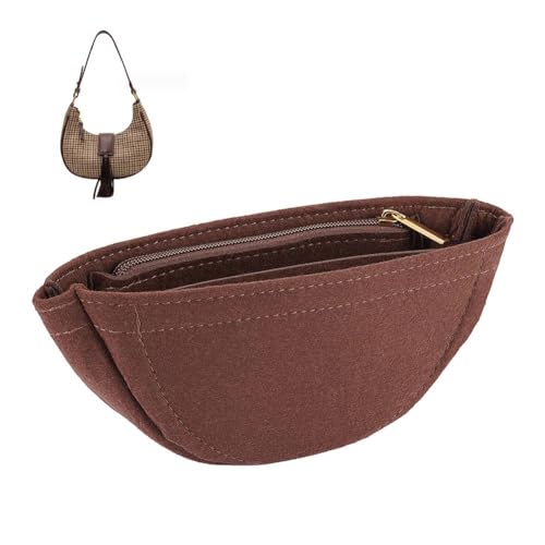 WADORN Felt Purse Organizer Insert, 22 x 10 x 4.6cm, Small Size, Arc Shape, Compatible with Small Loop Hobo Bag, Coconut Brown - color: Coconut Brown