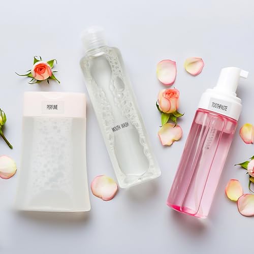 180pcs Waterproof Clear Labels for Travel Size Bottles, Cosmetic Jars, Bathroom Beauty Organization, Refillable Bottles Sticker for Lotion, Cream, Body Wash, Shampoo