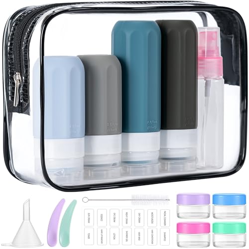 MODENGKONGJIAN 16 Pack Travel Bottles for Toiletries,TSA Approved Silicone Squeezable Travel Shampoo Bottles, 3oz Leak Proof Refillable Toiletry Cosmetic Containers (16PCS/Grey) - color: 16PCS/Grey