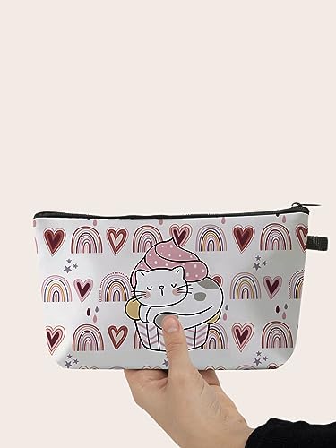 Deanfun Small Makeup Case - Cute and Waterproof Cosmetic Bag for Women(Rainbow, Cat, Cake D5-56370) - color: Rainbow, Cat, Cake 56370