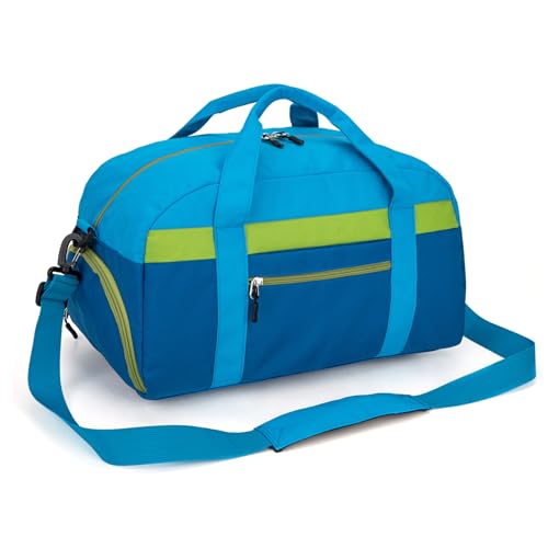 Kids Duffle Bag for Boys or Girls, Fit Sports Practice, or Overnight Travel Weekend (Blue) - color: Blue