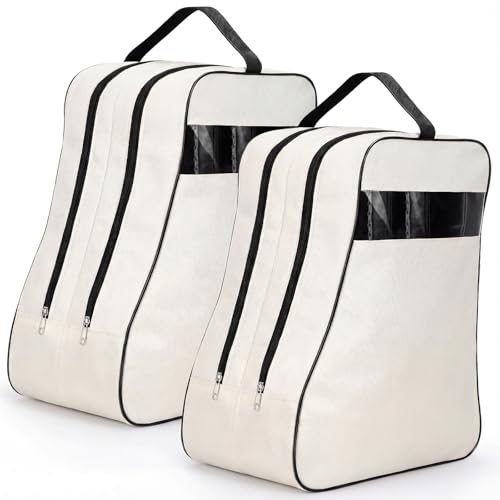 Aliceset 2 Pcs Boot Bags for Cowboy Two Separate Compartments Boots Portable Storage Bag for Travel Long Tube Shoes Bags Men Tall Shoe with Handle for Home Travel (Beige) - color: Beige