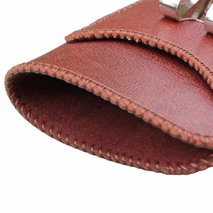 Orsus Soft Glasses Case with Belt Clip & Card Pocket, PU Leather Eyeglass Sunglasses Case Pouch Felt Lining - color: Brown