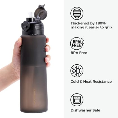 TakeToday Collapsible Water Bottles 32oz, Foldable Travel Bottle, TSA-Approved Leakproof Newly Silicone Water Bottle for Hiking, Travel, Outdoors, Black - color: Black