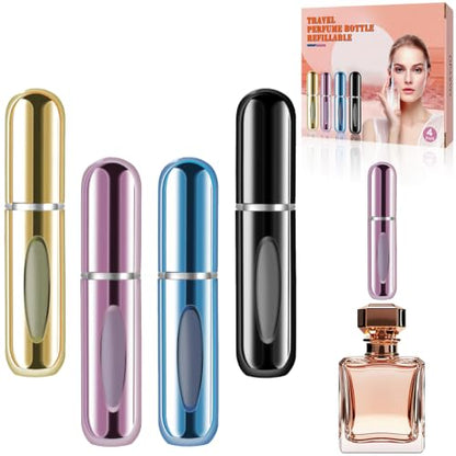 opasyo Refillable Perfume Portable Atomizer Bottle Refillable Perfume Spray, Leak-Proof Perfume Spray Bottle, Travel Perfume for Traveling and Outgoing (5ml, 4 Pack Gold/Pink/Blue/Black) - color: Gold, Pink, Blue, Black