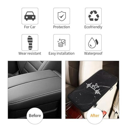 Airplane Pilot Heartbeat Car Center Console Cover Waterproof Non Slip Universal Car Armrest Seat Cover Black