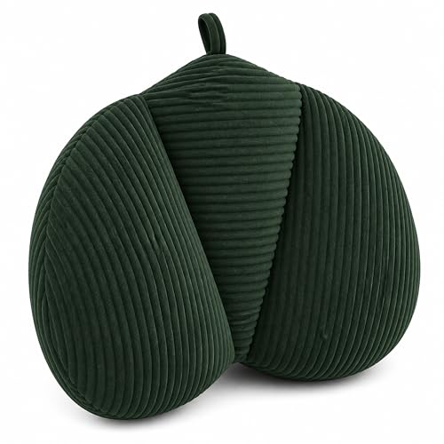 Lumbar Support Pillow for Couch, Back Support Pillow for Office Chair, Heart-Shape Back Cushion with Shredded Foam for Back Pain Relief & Reading, Lumbar Cushions for Recliner, Car, Green - color: Green Peach
