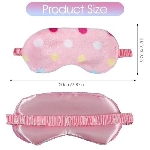 2PCS Plush Sleeping Eye Mask, Soft Plush Eye Mask, Fuffy Eye Cover Comfortable Sleep Mask Blindfold Rainbow Faux Fur Eye Shade for Women, Men and Kids Travel Nap Sleeping(Dot) - color: Dot