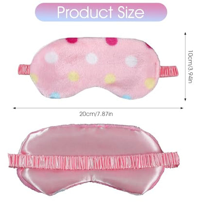 2PCS Plush Sleeping Eye Mask, Soft Plush Eye Mask, Fuffy Eye Cover Comfortable Sleep Mask Blindfold Rainbow Faux Fur Eye Shade for Women, Men and Kids Travel Nap Sleeping(Dot) - color: Dot