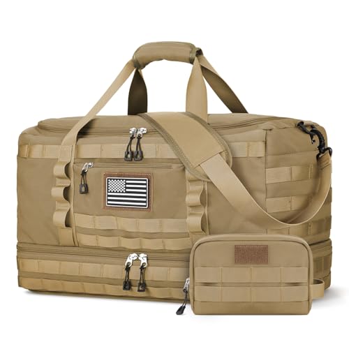 ETRONIK Travel Bag for Men Women, Gym Bag & Tactical Duffle Bags for Travel, Carry on with Toiletry Bag and Shoe Compartment, Weekender Overnight Trip with Wet Pocket for Workout Medical, Brown - color: Brown, size: Medium