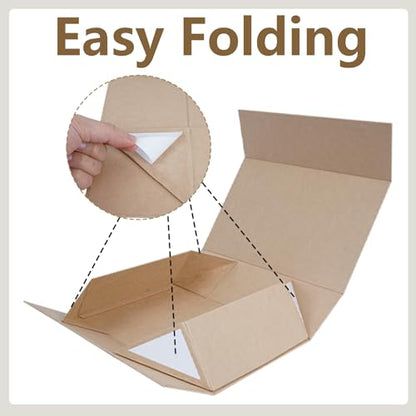 Aimyoo Brown Gift Box, 13.8x9x4.3 in Presents Box with Lids Magnetic Closure Rectangle Collapsible for Groomsman Proposal Box, Wedding, Birthday Gift Packging 1 Pack - color: Brown, size: 1 count (Pack of 1)
