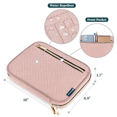 PAVILIA Travel Cord Organizer, Electronic Organizer Travel Case, Tech Case Cable Storage, Small Charger Cord Bag Pouch, Accessories Tech Gifts for Men Women, Pink Quilt - color: Pink Quilt