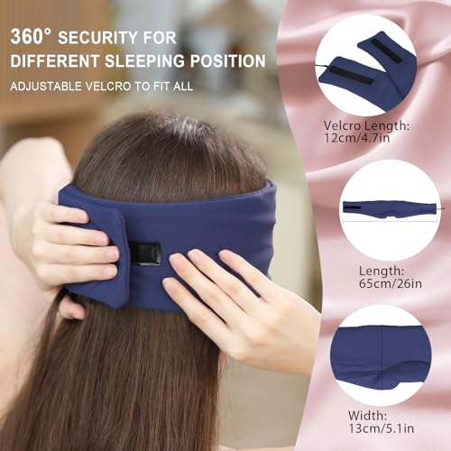 LC-dolida Sleep Mask with Bluetooth Headphones, Ice Silk Sleep Headphones with Bluetooth 5.4, Total Blackout Eye Mask for Sleeping, Sleep Soft Mask for Women Men, All Night Sleep, Travel(Navy) - color: Navy