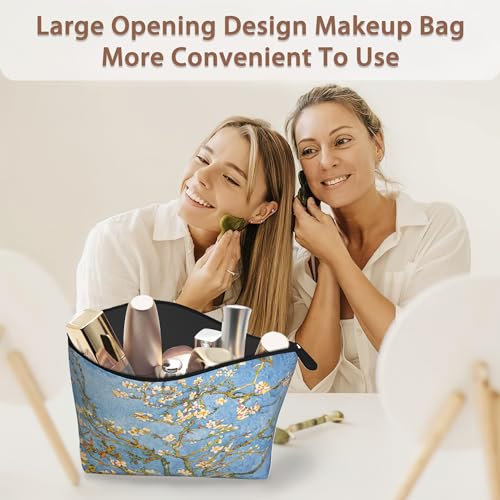 Blossoming Almond Tree Cosmetic Bag Flower Makeup Bags,Travel Make up Bags for Women Girls Cute Zipper Pouch Toiletry Organizer Bag Travel Essentials - color: Blossoming Almond Tree