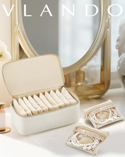 VLANDO Jewelry Travel Case,Gift for Women,Travel Jewelry Organizer with Clear Velvet Jewelry Bags Zipper Pouch for Women Girl Gift-12Pcs White - color: D.12PCS White