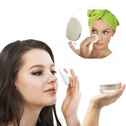 Powder Puff Reusable Empty Makeup Container with Elasticated Net Sifter for Setting Powder, Face Powder, Travel and Daily Use