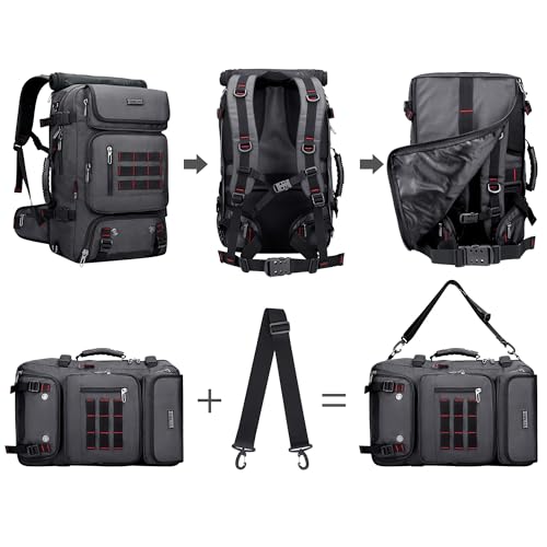 WITZMAN Carry on Travel Backpack for Men Women Airline Approved Convertible Nylon Duffle Backpack Luggage Bag (B682 Silvery Grey) - color: 03.silvery Grey