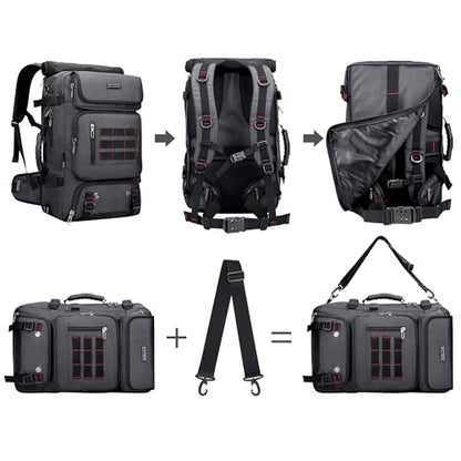 WITZMAN Carry on Travel Backpack for Men Women Airline Approved Convertible Nylon Duffle Backpack Luggage Bag (B682 Silvery Grey) - color: 03.silvery Grey