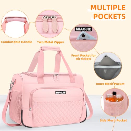 Travel Duffle Bag for Women, Underseat Carry On luggage Bag Foldable Overnight Weekender Hospital Bag Lightweight Airplanes Personal Item Travel Tote Bag for Women Birthday Gifts, 16IN Pink - color: Pink, size: 16IN