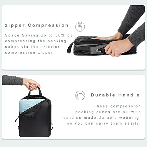 BAGAIL 6 Set Ultralight Compression Packing Cubes Packing Organizer for Travel Accessories Luggage Suitcase Backpack - color: Black70D, style: Cloth Pattern