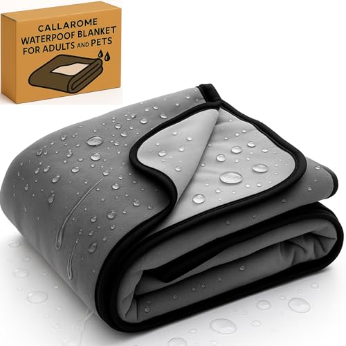 Waterproof Blanket for Bed or Couch – Soft and Leakproof Waterproof Throw Blanket, Water Proof & Stain Resistant Easy to Clean Throw Blanket Cover for Adults or Pets, Reversible Grey 60"x80" - color: Warm Gray / Cool Gray, size: 60x80 inch