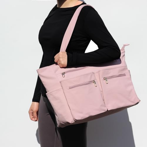 Weekender Bag Carry On Bag Overnight Tote Travel Duffle with 13 Pockets for Travel,Work，Gym,Beach,Teacher,Nurse - color: Pinklish Purple