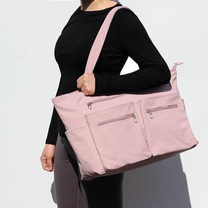 Weekender Bag Carry On Bag Overnight Tote Travel Duffle with 13 Pockets for Travel,Work，Gym,Beach,Teacher,Nurse - color: Pinklish Purple