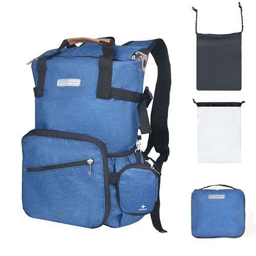 35L Foldable Waterproof Backpack For Outdoor Sports Travel Inside Wet Clothes Compartment Packable For Multiple - color: 2blue