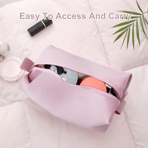 Portable Silicone Makeup Bag, Large Waterproof Makeup Brush Bag,Bathroom Travel Bag,Upgraded Leakproof Zipper Makeup Box,Suitable for Mens Womens(Pink)