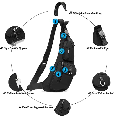 NICGID Sling Bag Chest Shoulder Backpack Crossbody Bags Casual Daypack for Men Women (Grey-014) - color: Grey-014