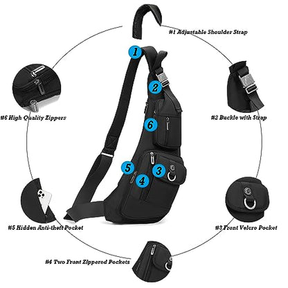 NICGID Sling Bag Chest Shoulder Backpack Crossbody Bags Casual Daypack for Men Women (Grey-014) - color: Grey-014