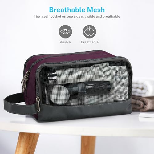 Gonex Travel Toiletry Bag Nylon, Toiletries Kit Shaving Bag Toiletry Organizer Burgundy - color: Burgundy