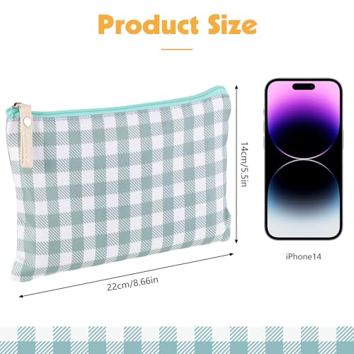 Pengxiaomei 2 Pcs Gingham Makeup Bags, Small Zipper Cosmetic Bag Green and Yellow Travel Toiletry Bag Makeup Pouch for Kids Teen Girls Tea Party Mothers Day Gifts - style: Plaid