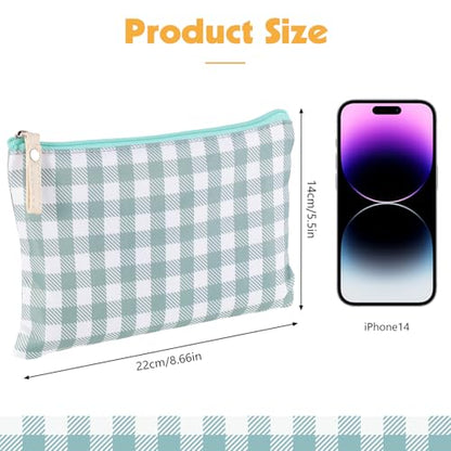 Pengxiaomei 2 Pcs Gingham Makeup Bags, Small Zipper Cosmetic Bag Green and Yellow Travel Toiletry Bag Makeup Pouch for Kids Teen Girls Tea Party Mothers Day Gifts - style: Plaid