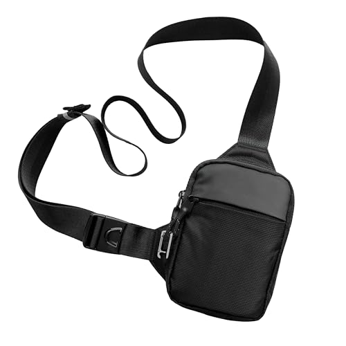 Travel Sling Bag for Men & Women - Small Water Resistant Crossbody Multipocket Chest Bag with Anti-Theft - color: Black, size: Mini