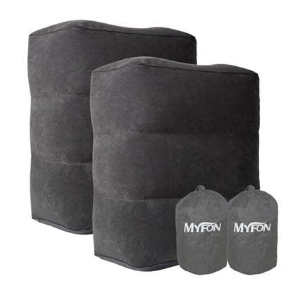 Inflatable Travel Foot Rest Pillow, Adjustable Height Leg Rest Pillow for Cars, Home, Office, Trains, Airplane, Make a Flat Bed for Baby, Kids, Toddlers, Grey, 2 Pack - color: Grey 2