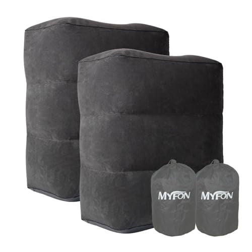 Inflatable Travel Foot Rest Pillow, Adjustable Height Leg Rest Pillow for Cars, Home, Office, Trains, Airplane, Make a Flat Bed for Baby, Kids, Toddlers, Grey, 2 Pack - color: Grey 2